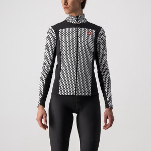 Black / White Women Castelli SFIDA 2 FZ Jersey | WHUQ78541