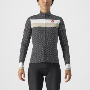 Black / White Women Castelli VOLARE LS Jersey | IGJY82539