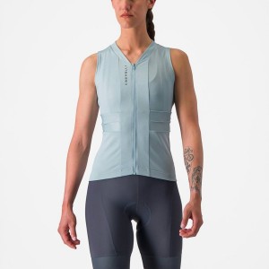 Blue / Dark Grey Blue Women Castelli ANIMA 4 SLEEVELESS Jersey | PYSL95138