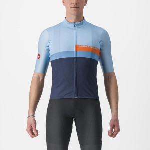 Blue / Deep Red Orange Men Castelli A BLOCCO Jersey | VFOB26301