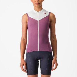 Deep Purple / White Women Castelli SOLARIS SLEEVELESS Jersey | QVFP94632