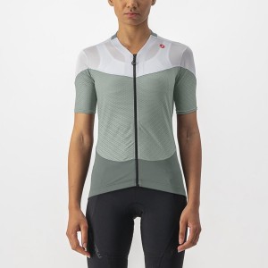 Green / White Women Castelli GRADIENT COLOR BLOCK Jersey | HMKF07195