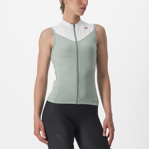 Green / White Women Castelli SOLARIS SLEEVELESS Jersey | EMKC19453