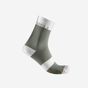 Green / White Women Castelli VELOCISSIMA 12 Socks | UHOK98137