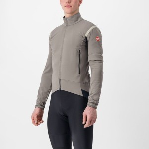 Grey / Khaki Grey Men Castelli PERFETTO RoS 2 CONVERTIBLE Jackets | OZIU20871