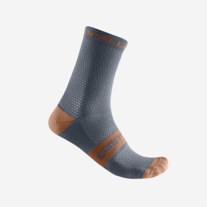 Light Grey Blue / Brown Men Castelli SUPERLEGGERA T 12 Socks | FPIH52467