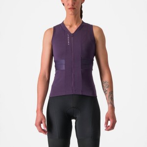 Purple White Women Castelli ANIMA 4 SLEEVELESS Jersey | VOSH36245