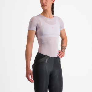 Purple White Women Castelli PRO MESH W SHORT SLEEVE Base Layer | CQIK14632