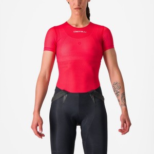 Red Women Castelli PRO MESH W SHORT SLEEVE Base Layer | JKTD73914