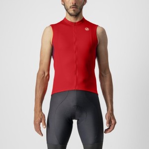 Red / Burgundy White Men Castelli ENTRATA VI SLEEVELESS Jersey | XQBO54983