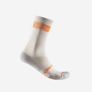 Silver / Orange Red Men Castelli UNLIMITED 18 Socks | ZWNO70816