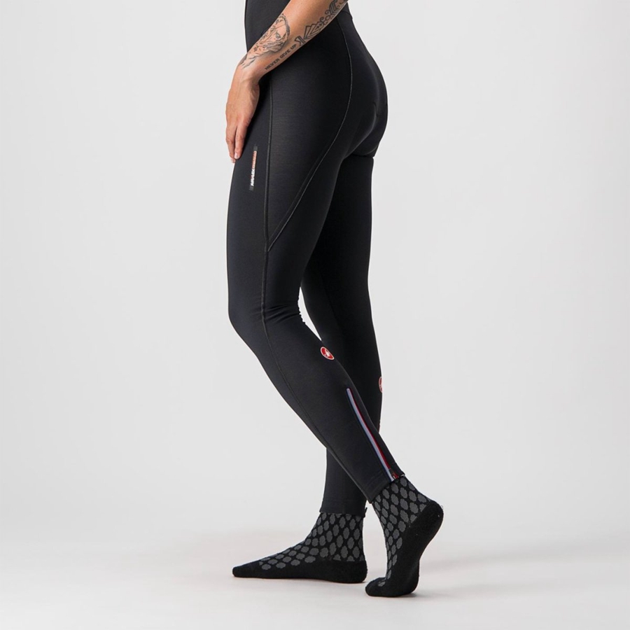 Black Women Castelli MENO WIND W Bib Tights | PFDA75360