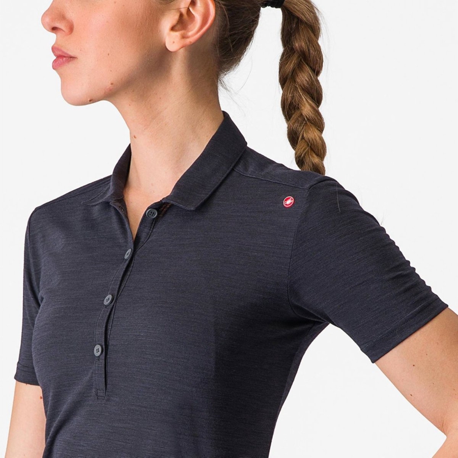 Black Women Castelli MERINO W POLO Casual | PLYB61259