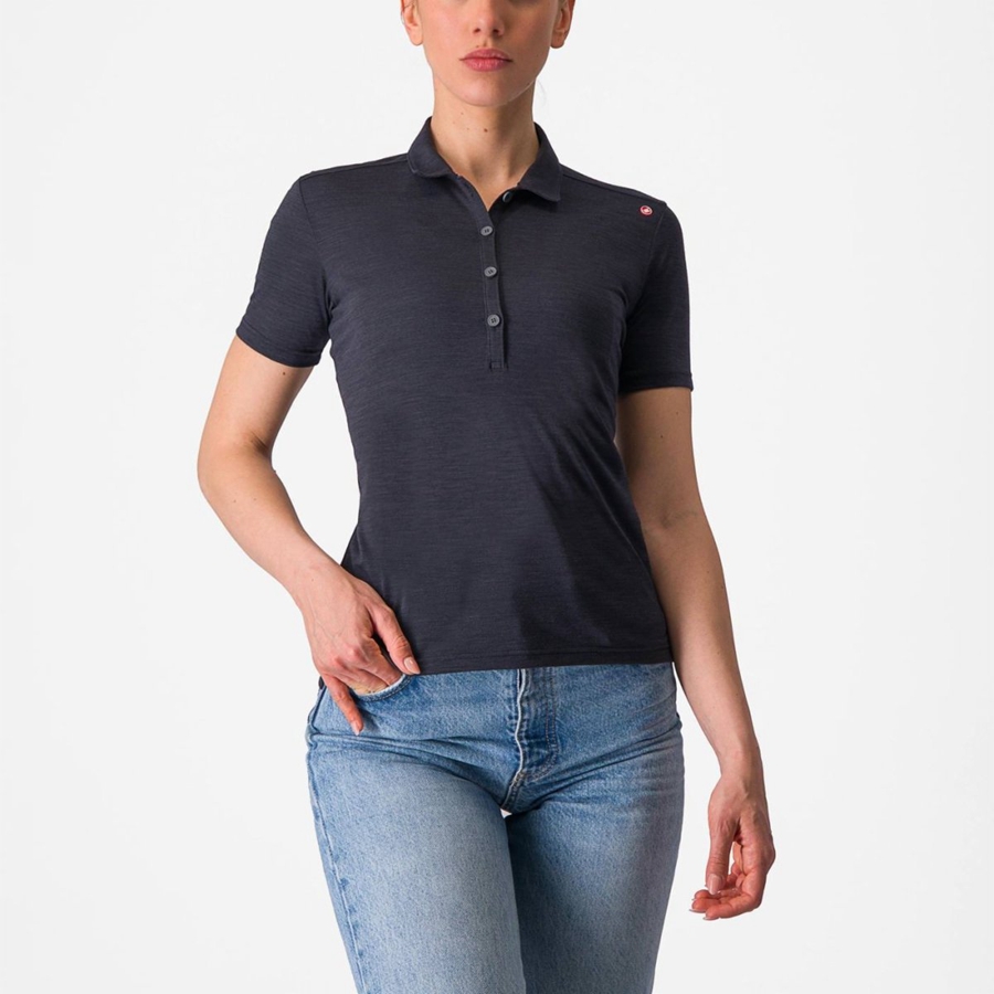 Black Women Castelli MERINO W POLO Casual | PLYB61259