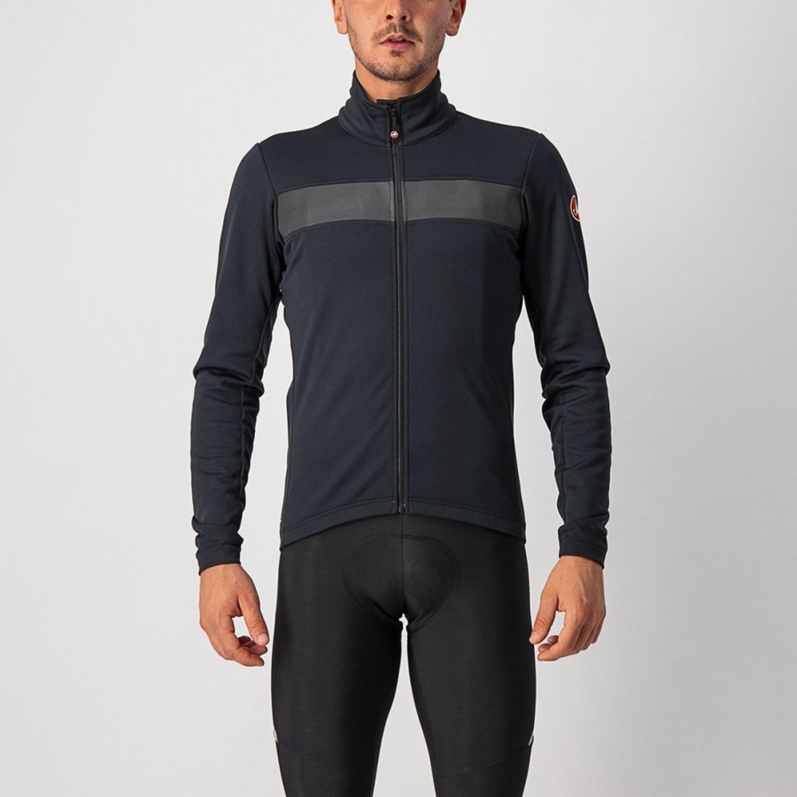 Black / Black Men Castelli RADDOPPIA 3 Jackets | IHDW68914