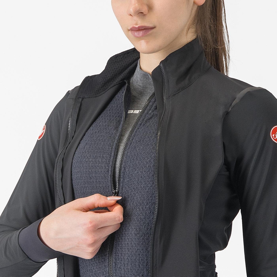 Black / Black Women Castelli ALPHA FLIGHT ROS W Jackets | GTWU10645