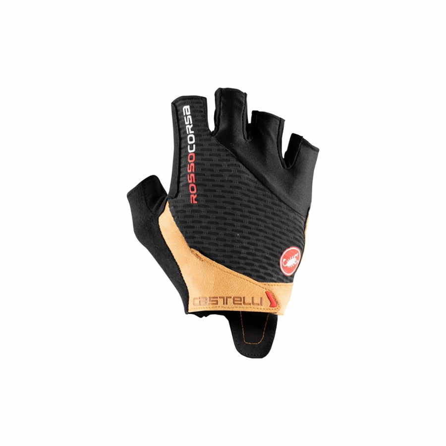 Black / Brown Men Castelli ROSSO CORSA PRO V Gloves | EMDR76498