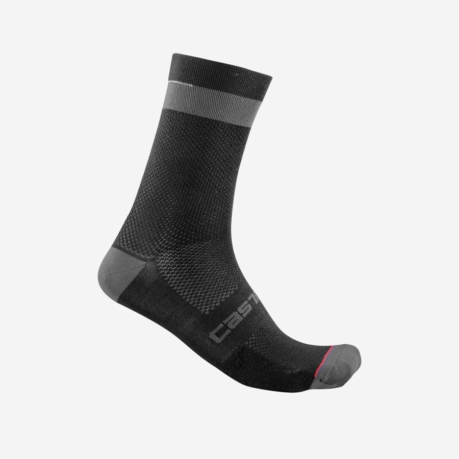 Black / Dark Grey Men Castelli ALPHA 18 Socks | WIUL93426