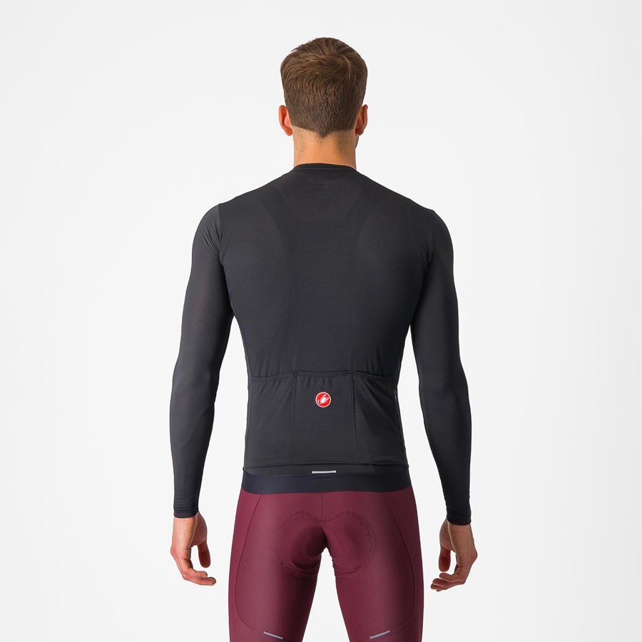 Black / Dark Grey Men Castelli ESPRESSO LS Jersey | FRBP09876