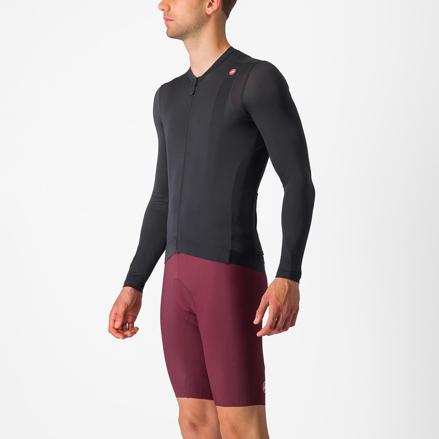 Black / Dark Grey Men Castelli ESPRESSO LS Jersey | FRBP09876