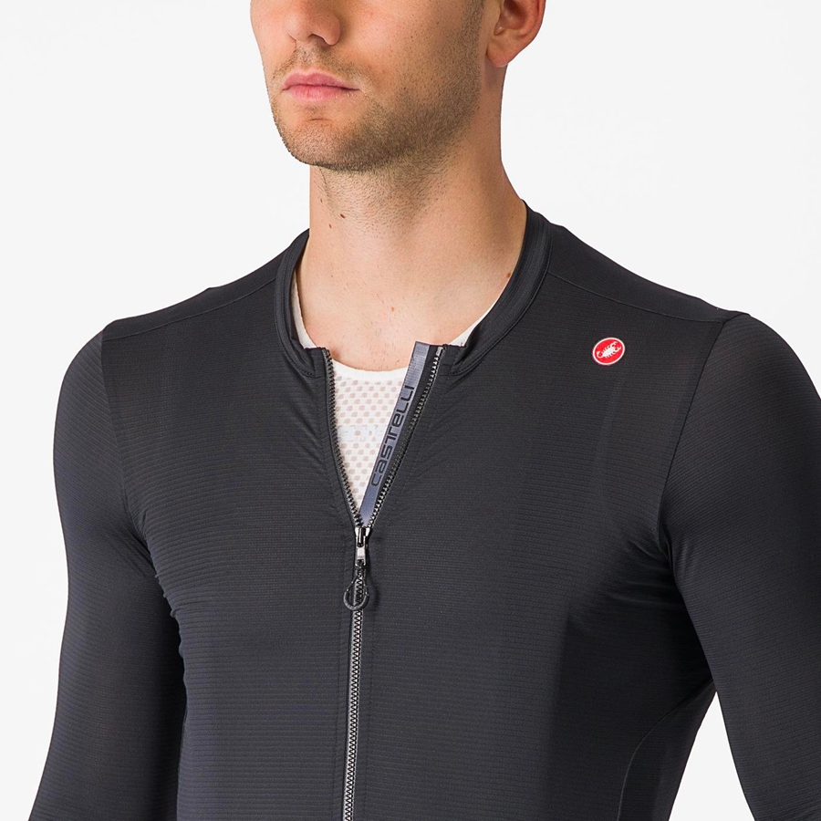 Black / Dark Grey Men Castelli ESPRESSO LS Jersey | FRBP09876