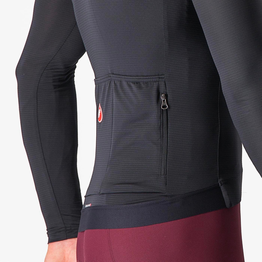 Black / Dark Grey Men Castelli ESPRESSO LS Jersey | FRBP09876