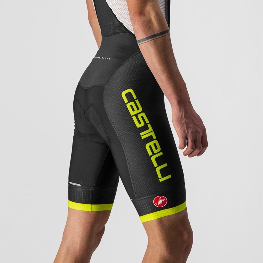 Black / Light Green Men Castelli COMPETIZIONE KIT Bib Shorts | ZURC15689