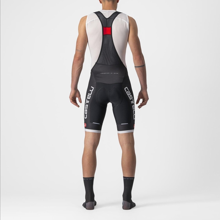 Black / Silver Grey Men Castelli COMPETIZIONE KIT Bib Shorts | JLKG08631