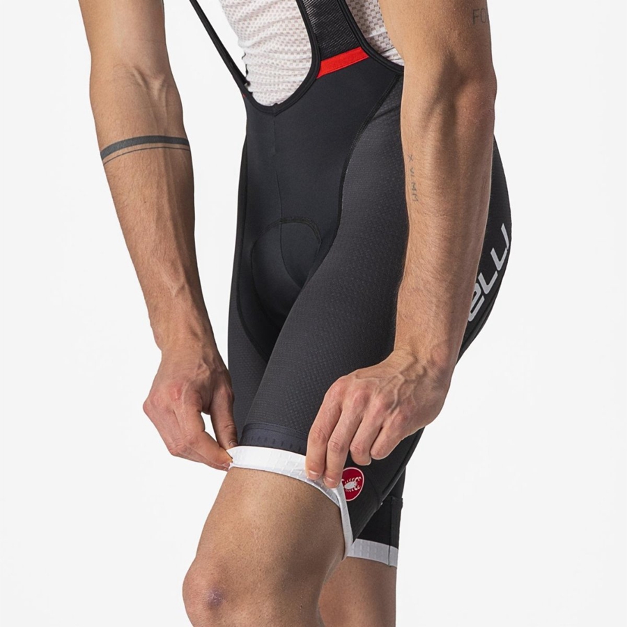 Black / Silver Grey Men Castelli COMPETIZIONE KIT Bib Shorts | JLKG08631