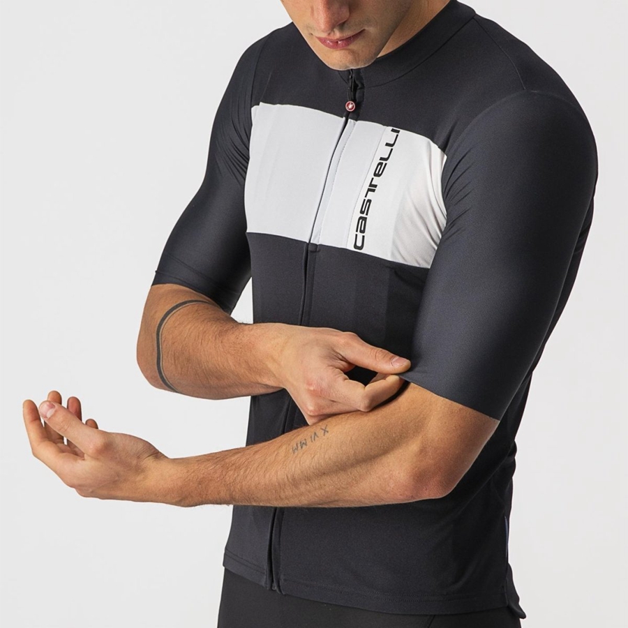 Black / Silver Grey / White Men Castelli PROLOGO 7 Jersey | OEMK06342