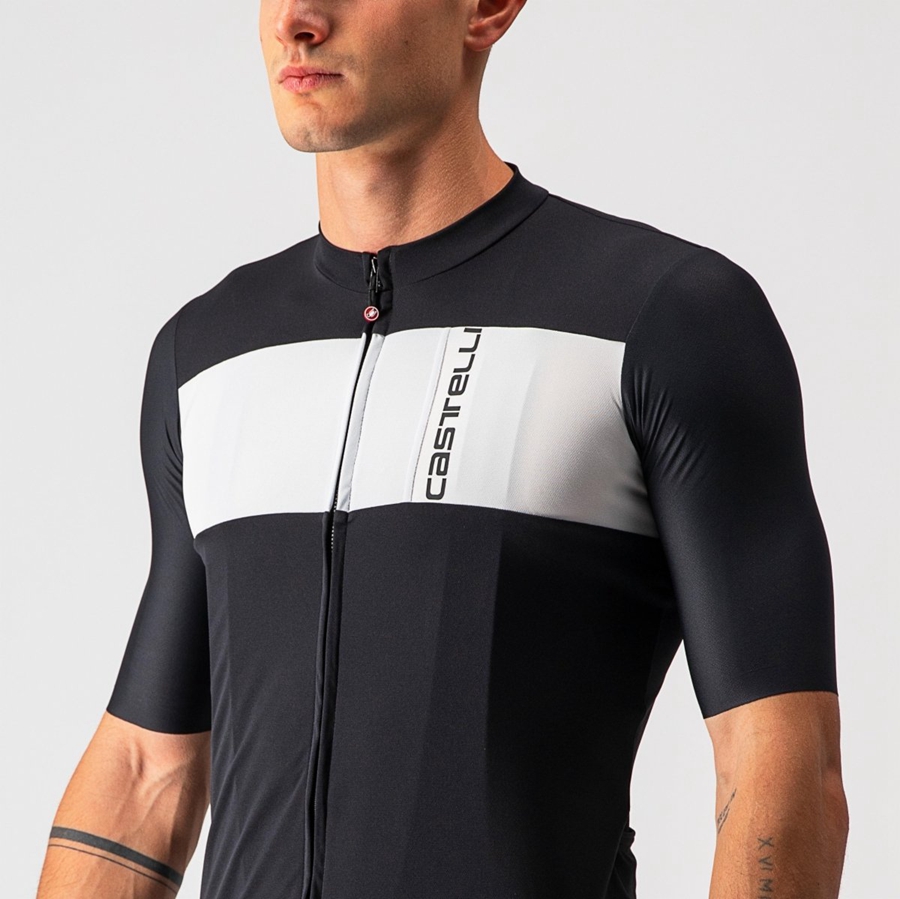 Black / Silver Grey / White Men Castelli PROLOGO 7 Jersey | OEMK06342