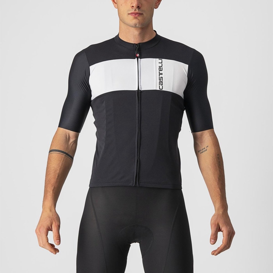 Black / Silver Grey / White Men Castelli PROLOGO 7 Jersey | OEMK06342