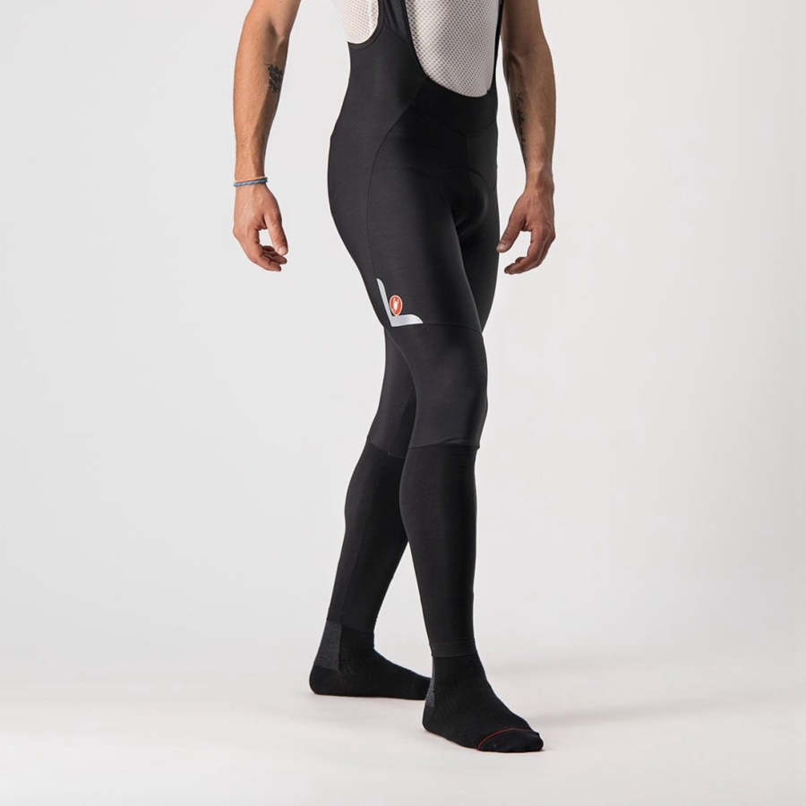 Black / Silver Men Castelli VELOCISSIMO 5 Bib Tights | IPYJ09342