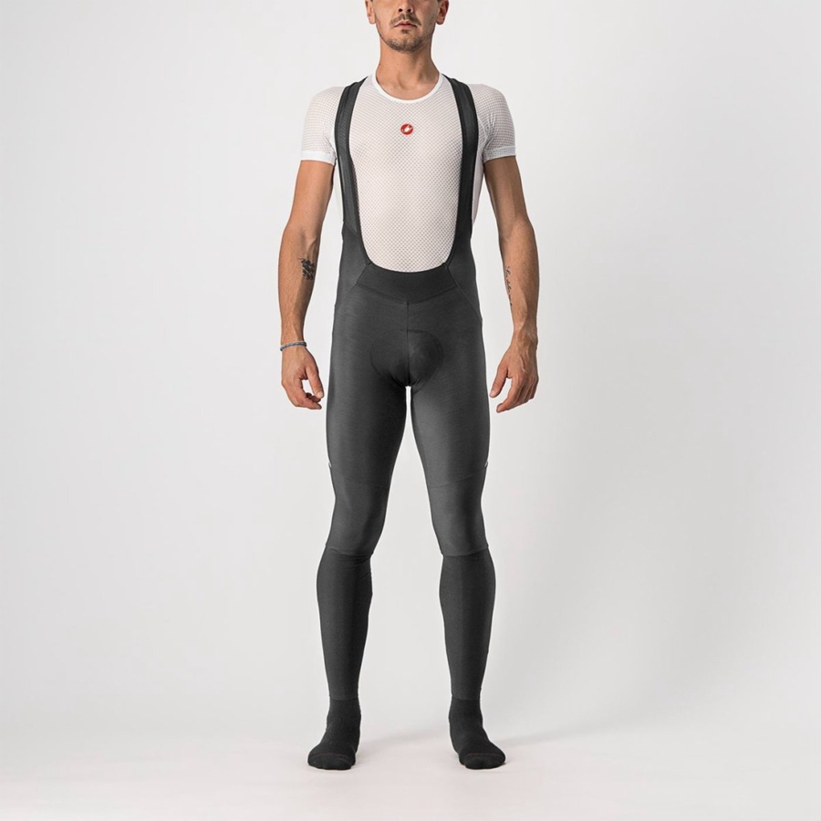 Black / Silver Men Castelli VELOCISSIMO 5 Bib Tights | IPYJ09342