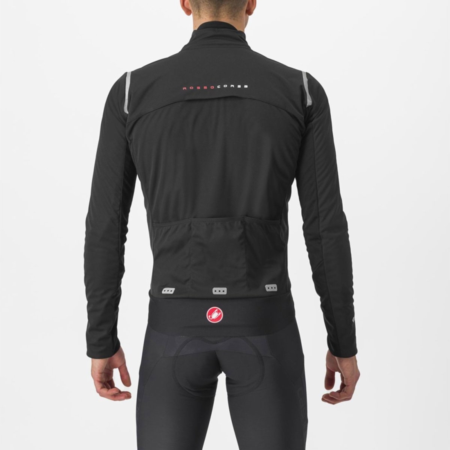 Black / Silver / Dark Men Castelli ALPHA DOPPIO ROS Jackets | GBND58927