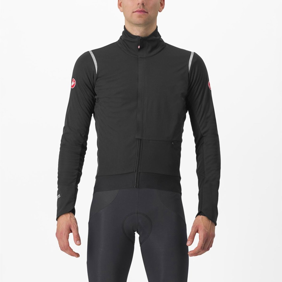 Black / Silver / Dark Men Castelli ALPHA DOPPIO ROS Jackets | GBND58927