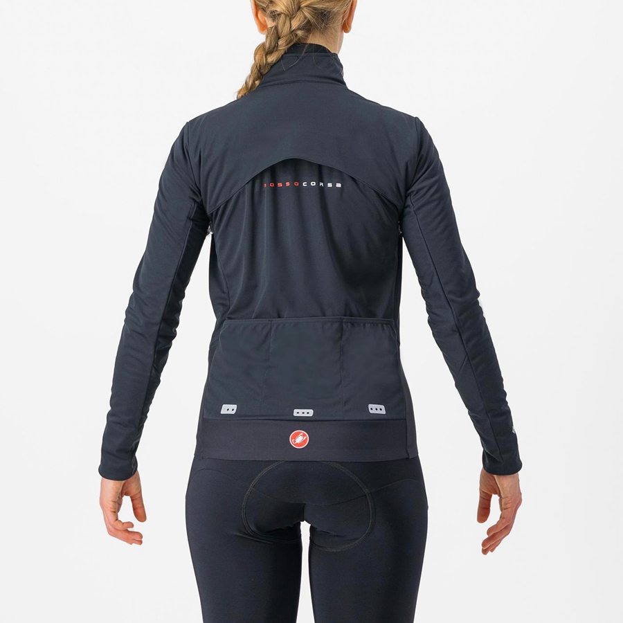 Black / Silver / Dark Women Castelli ALPHA DOPPIO ROS W Jackets | CMDY38079