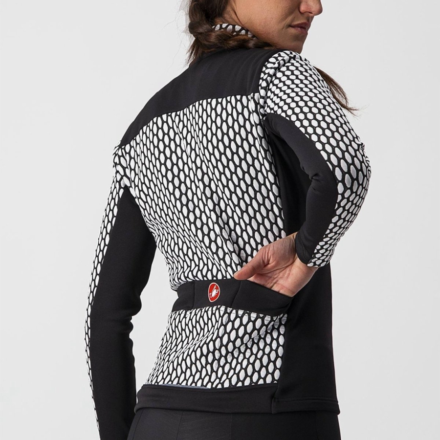 Black / White Women Castelli SFIDA 2 FZ Jersey | WHUQ78541