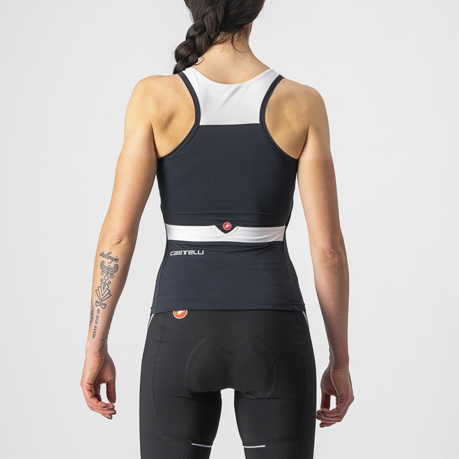 Black / White Women Castelli SOLARIS TOP Jersey | LUXM98013