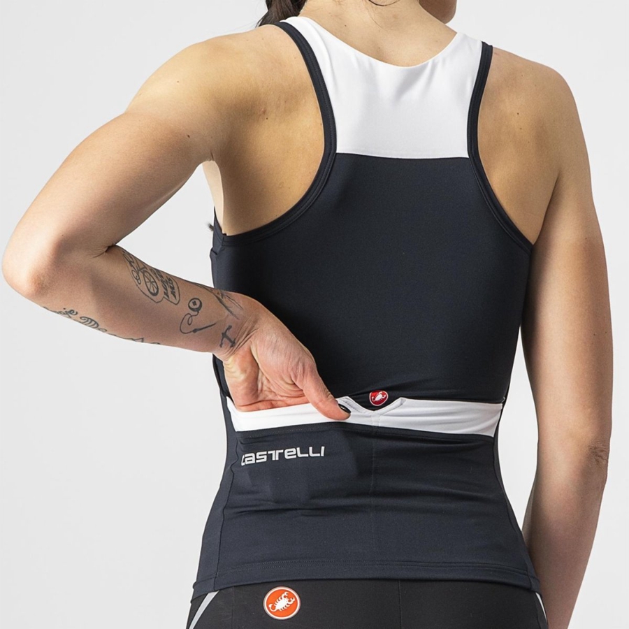 Black / White Women Castelli SOLARIS TOP Jersey | LUXM98013