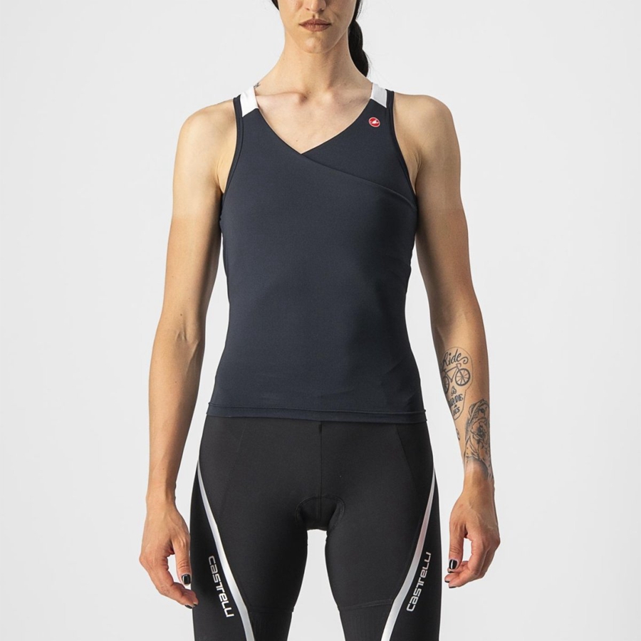 Black / White Women Castelli SOLARIS TOP Jersey | LUXM98013