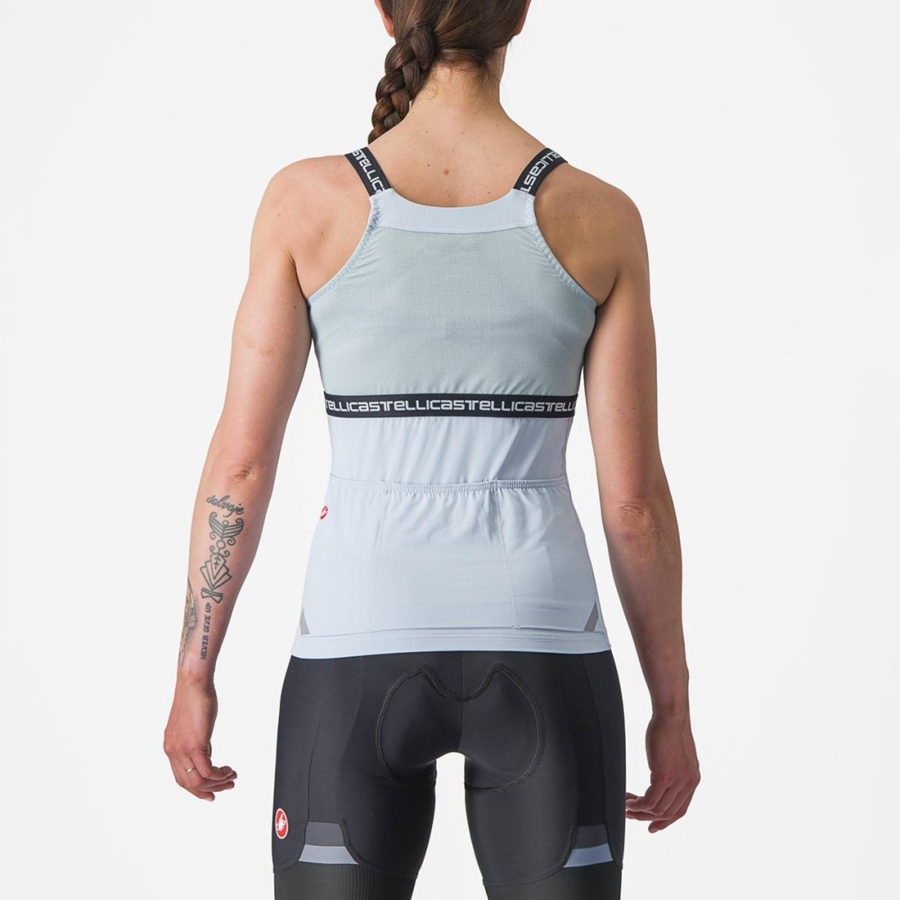 Blue / Dark Grey Blue Women Castelli BAVETTE TOP Jersey | SZHC42865