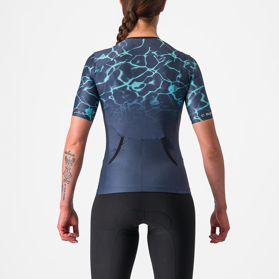 Blue / Light Turquoise Women Castelli FREE SPEED 2 W RACE TOP Suits | LUFM04759