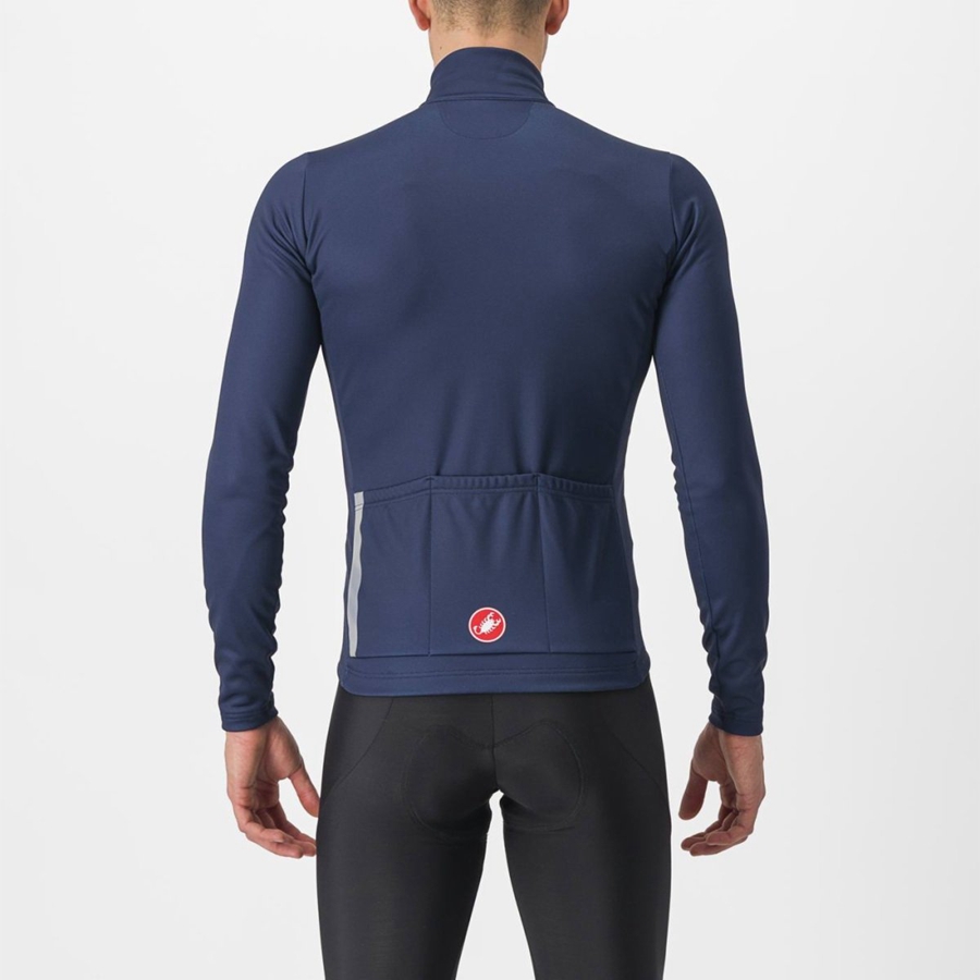 Blue / Silver Grey Men Castelli ENTRATA THERMAL Jersey | FZAX09125