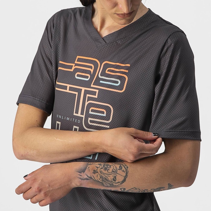 Dark Grey Women Castelli TRAIL TECH W TEE Jersey | GVEQ39470