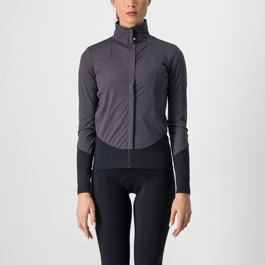 Dark Grey / Black Women Castelli BETA RoS W Jackets | YIXQ29781