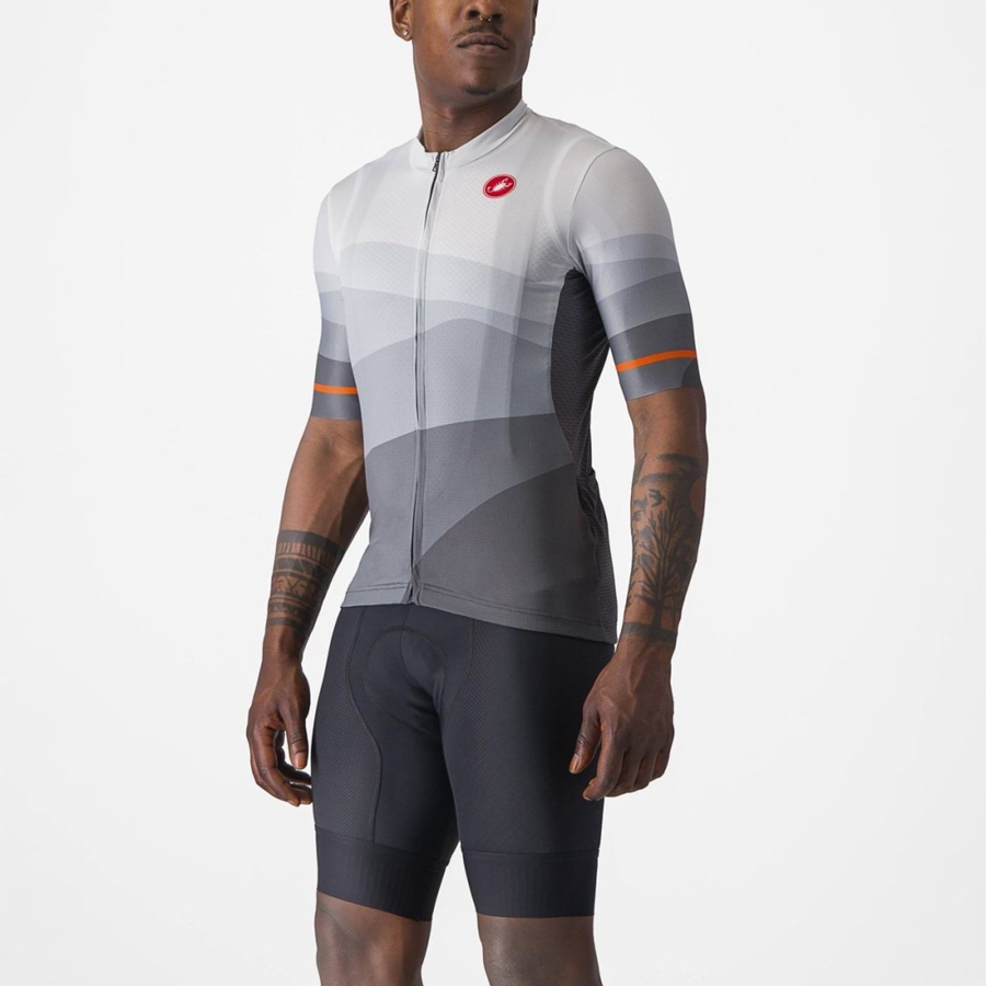 Dark Grey / Silver Grey Men Castelli ORIZZONTE Jersey | EJYF98134