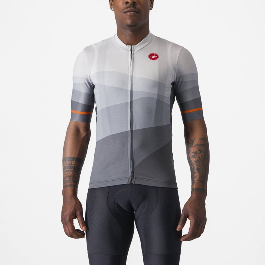 Dark Grey / Silver Grey Men Castelli ORIZZONTE Jersey | EJYF98134