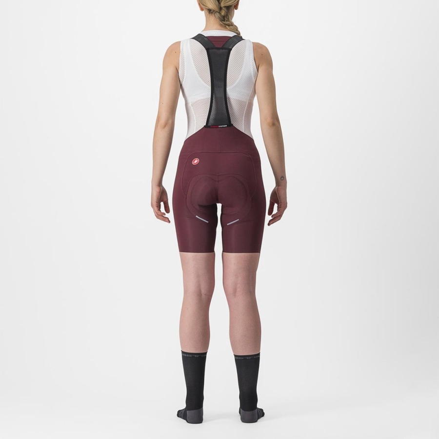 Deep Burgundy Women Castelli FREE AERO RC W Bib Shorts | RHFI06435