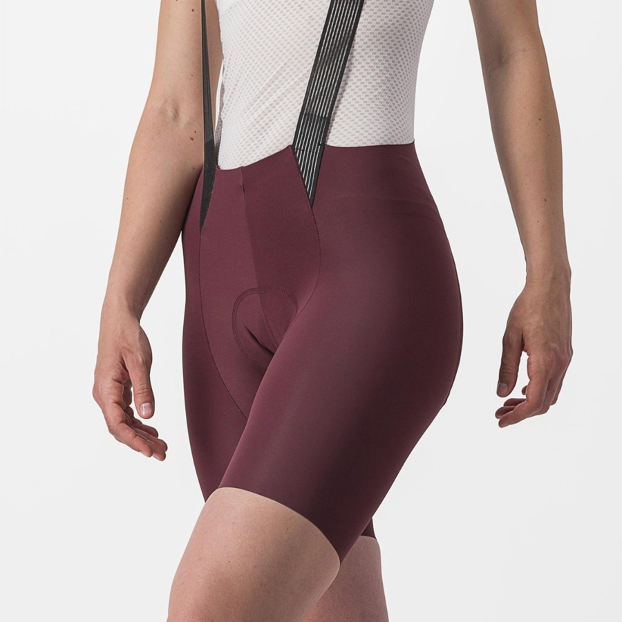 Deep Burgundy Women Castelli FREE AERO RC W Bib Shorts | RHFI06435